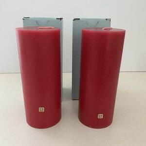 Lot of 2 PartyLite Candles 3"x7" Pillar Holiday Charm C37207 Red Single Wick